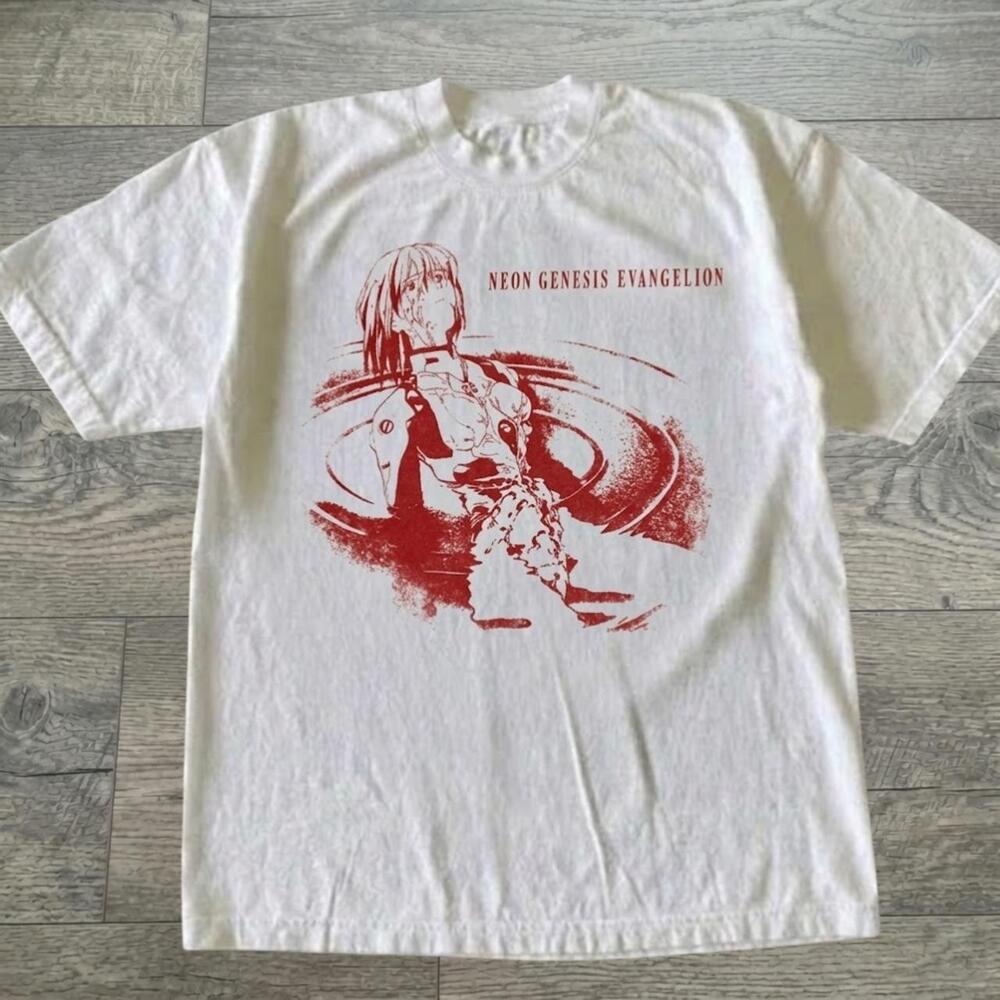 Evangelion Rei Ayanami Red LCL Graphic Vintage White T-Shirt